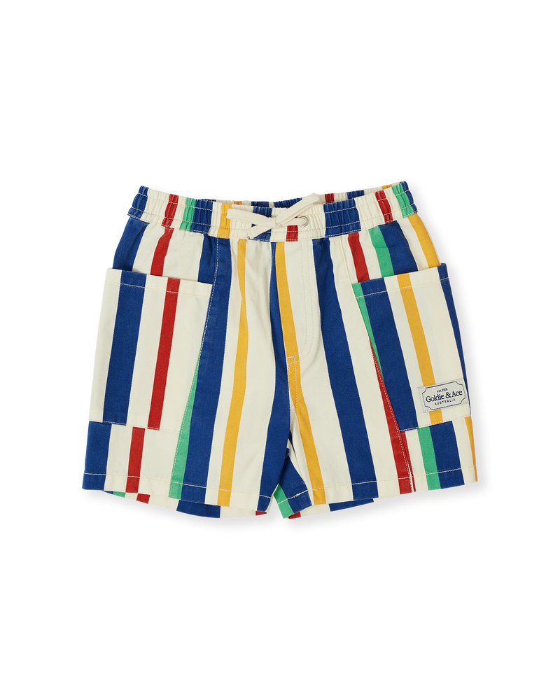 Goldie & Ace 90’s bold stripe Noah denim pocket shorts