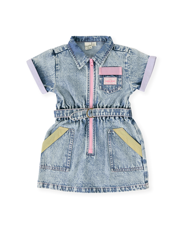 Goldie & Ace pastel pop piper denim belted dress