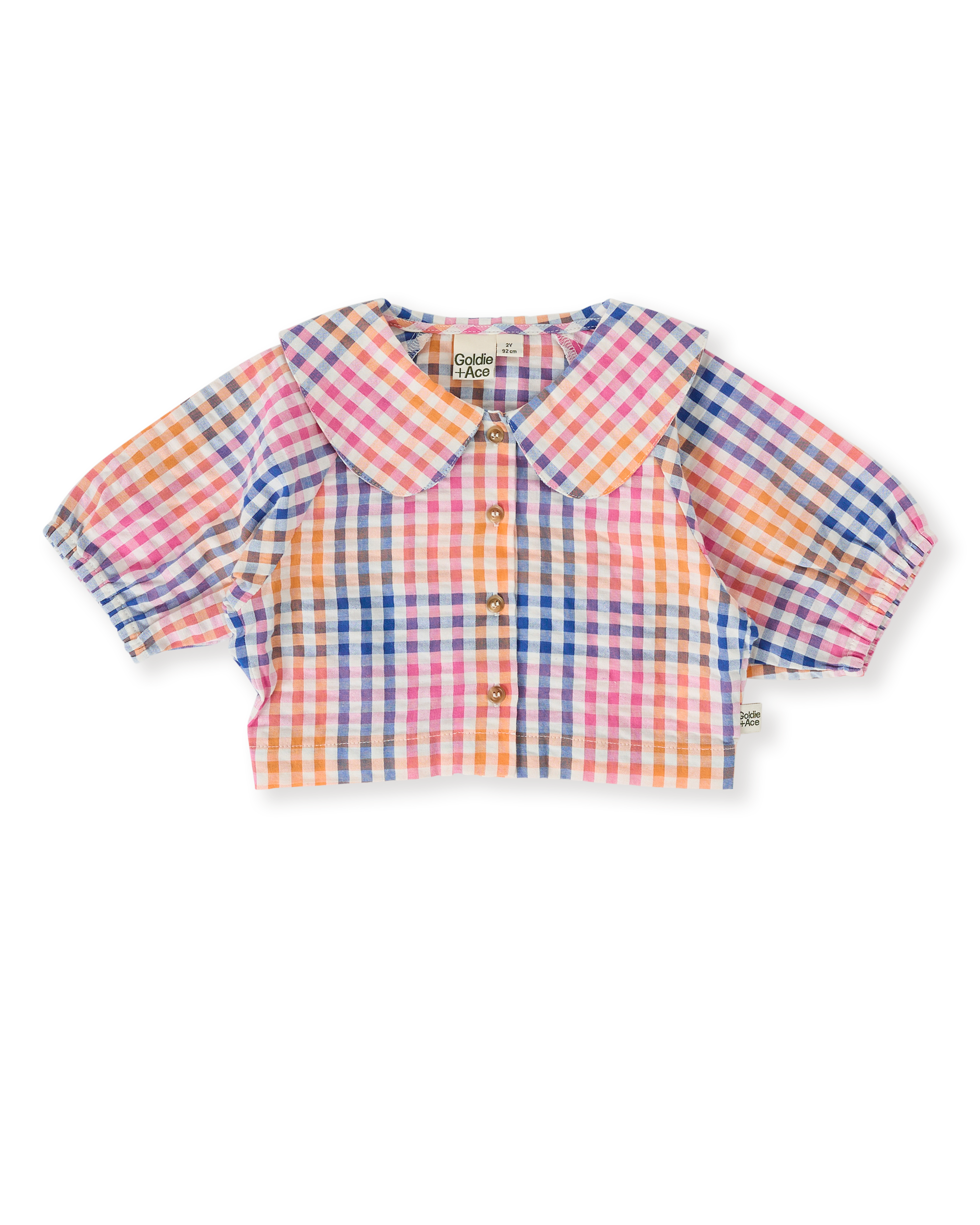 Goldie + Ace rainbow gingham Beatrice blouse