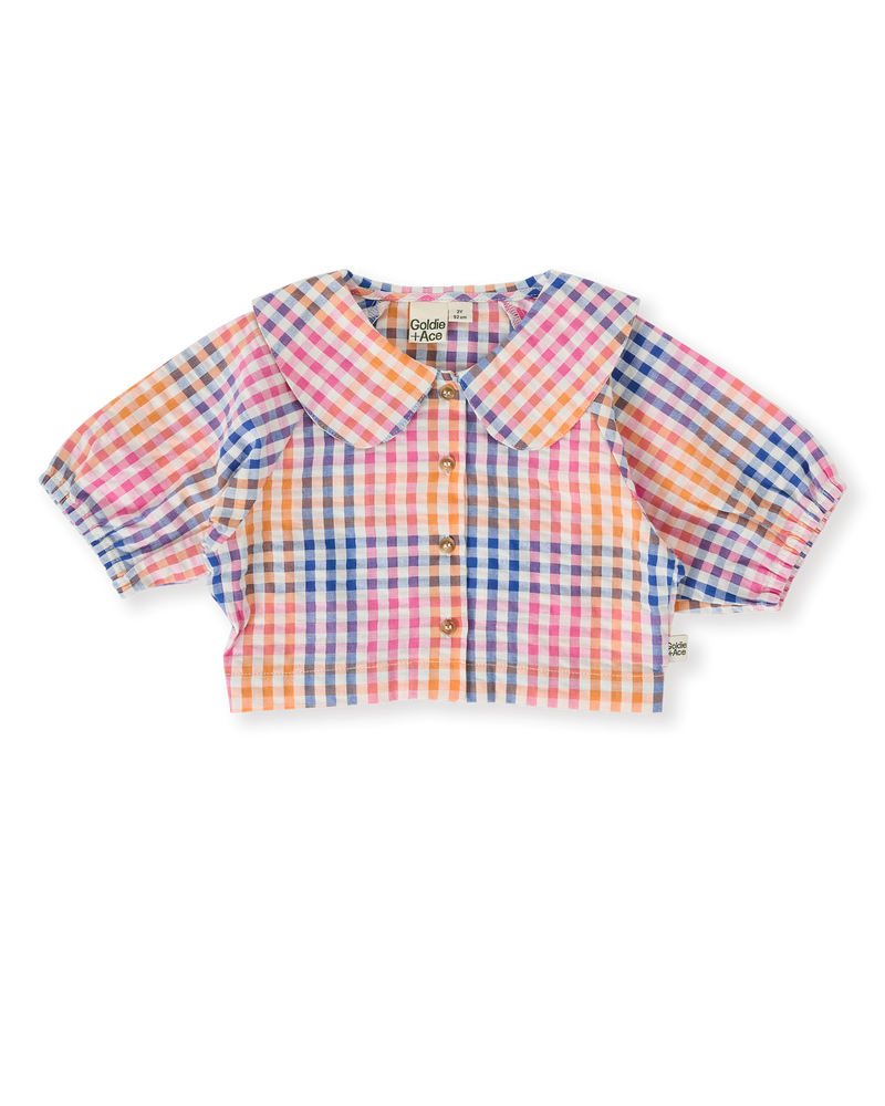 Goldie + Ace rainbow gingham Beatrice blouse