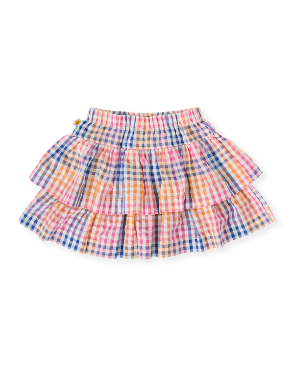 Goldie & Ace rainbow gingham ria ruffle skirt