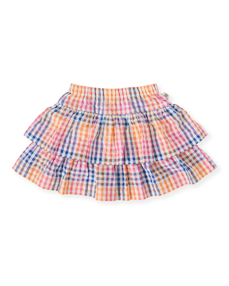 Goldie & Ace rainbow gingham ria ruffle skirt