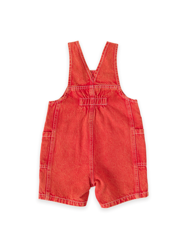 Goldie & Ace burton vintage washed denim pocket overalls apple red