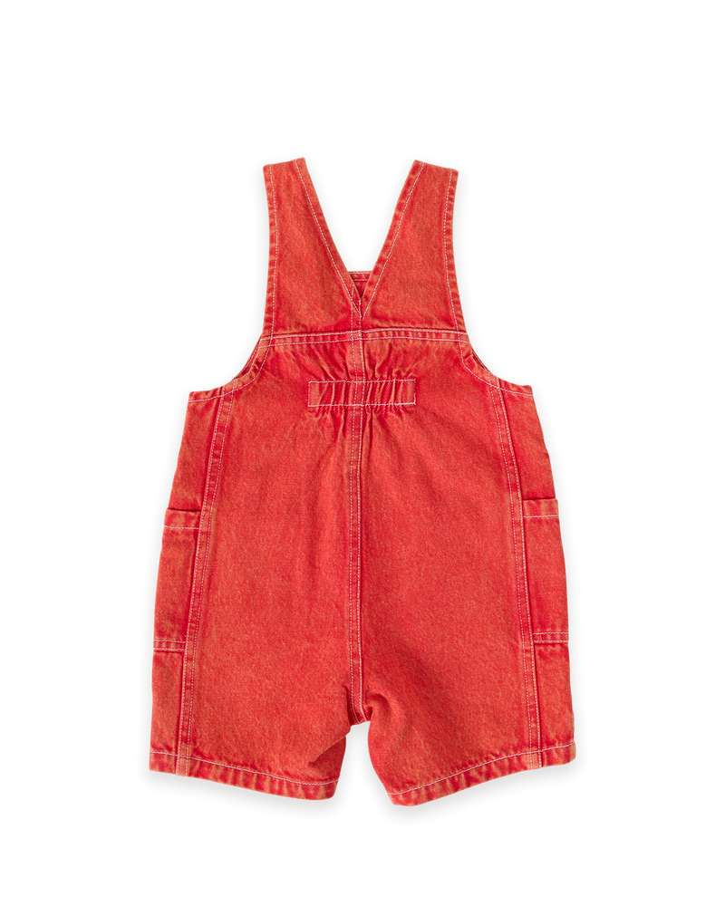 Goldie & Ace burton vintage washed denim pocket overalls apple red