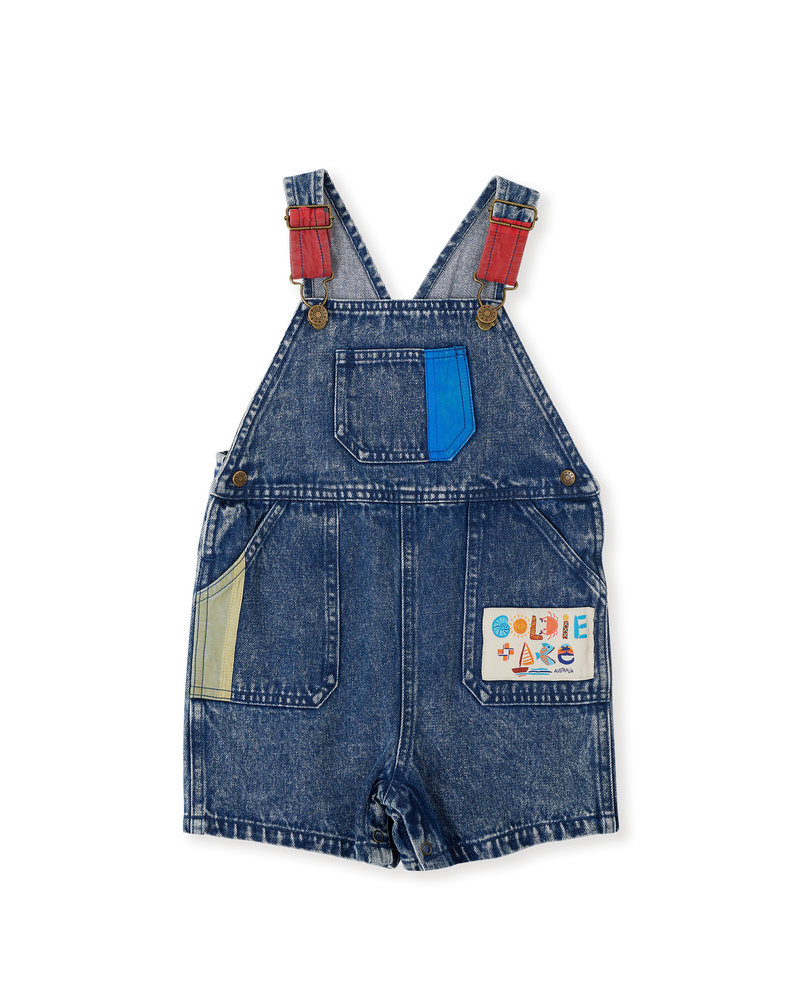 Goldie & Ace primary pop Burton denim overalls