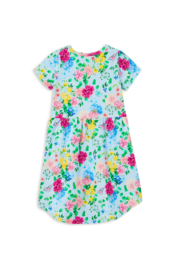 Milky Garden Party Hi-Lo Dress Ice Blue in Multi