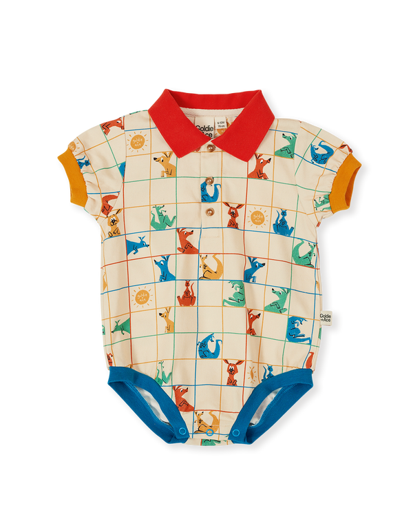 Goldie + Ace hopscotch polo romper