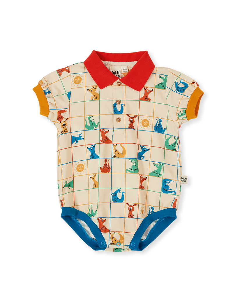 Goldie + Ace hopscotch polo romper