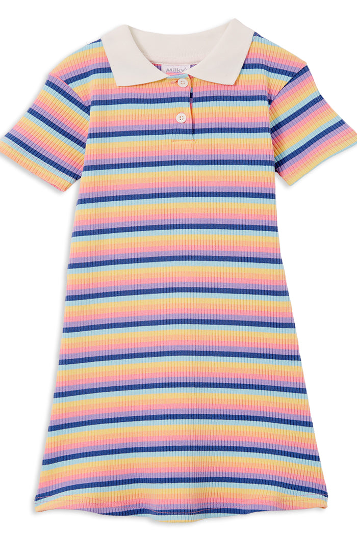 Milky Multi Stripe Rib Dress Multi Stripe in Multi