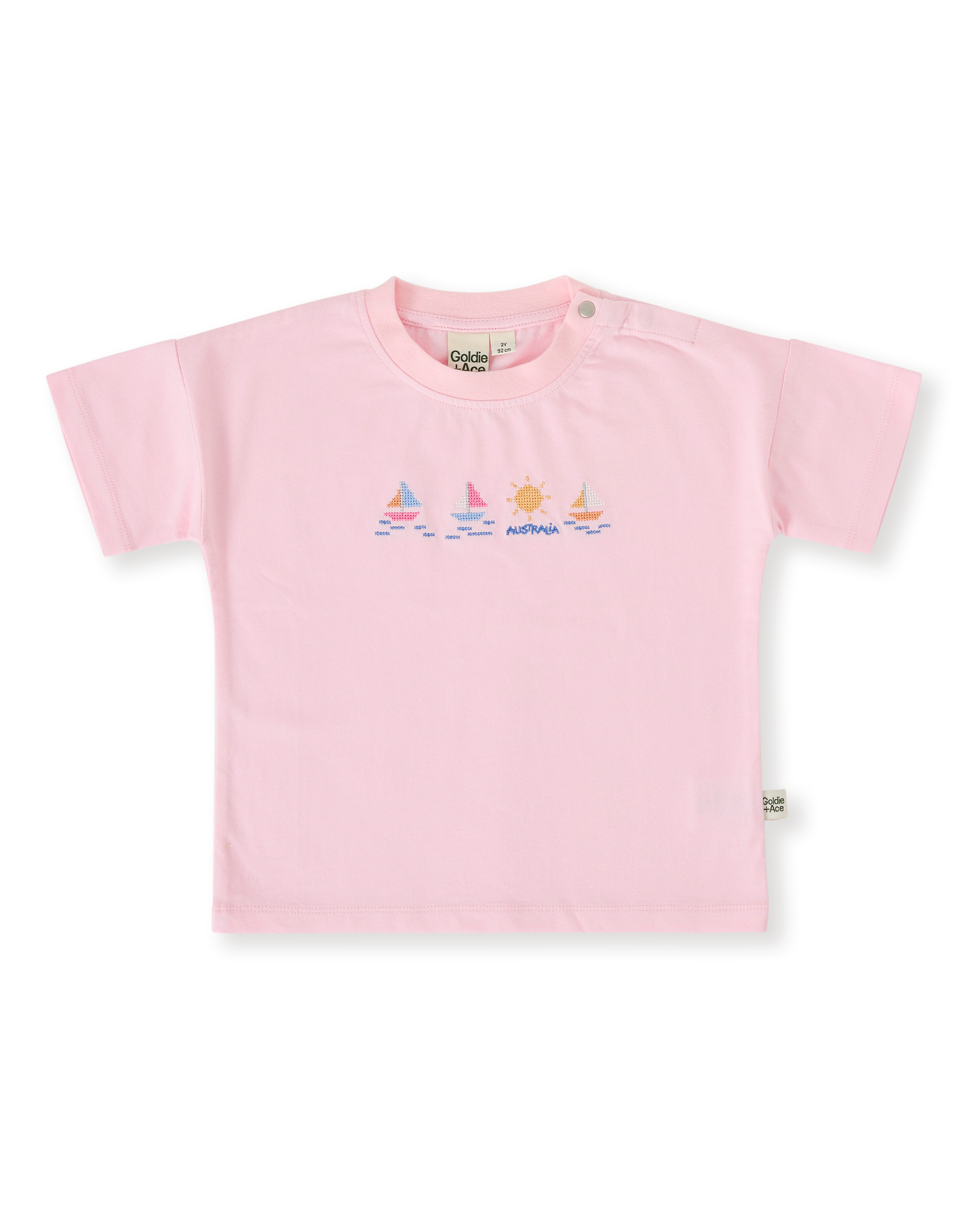 Goldie + Ace seaside sailing t-shirt in pink