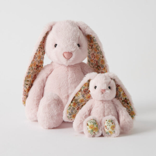Floral Pink Bunny rattle - small