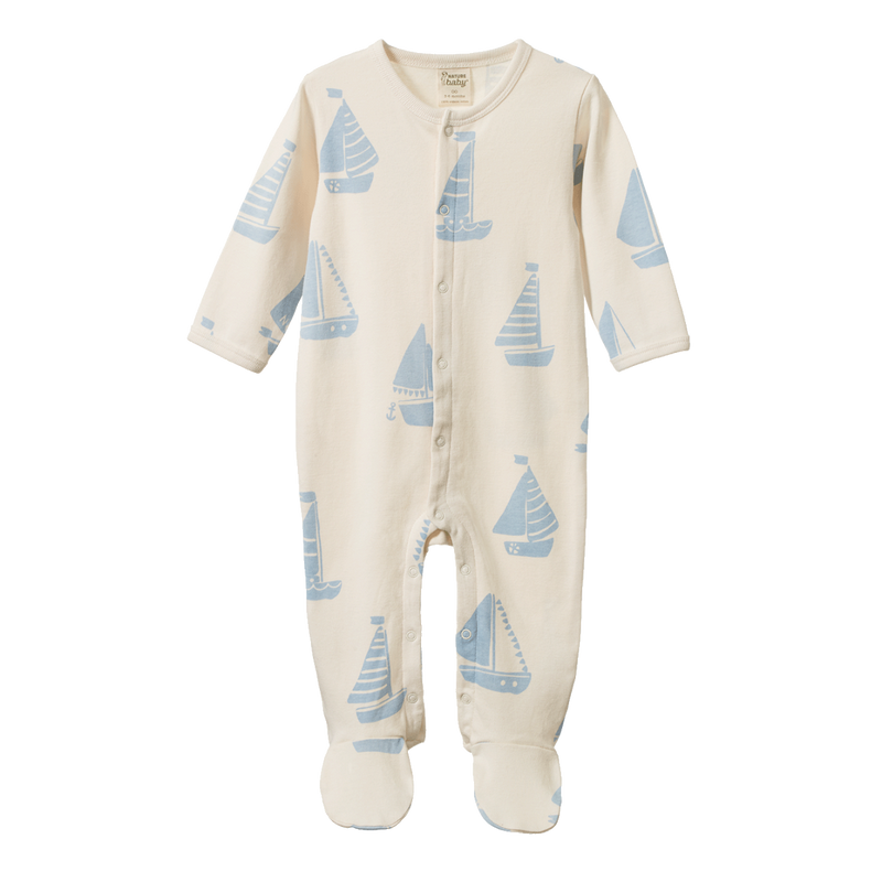 Nature Baby Stretch & Grow suit in Regatta blue print