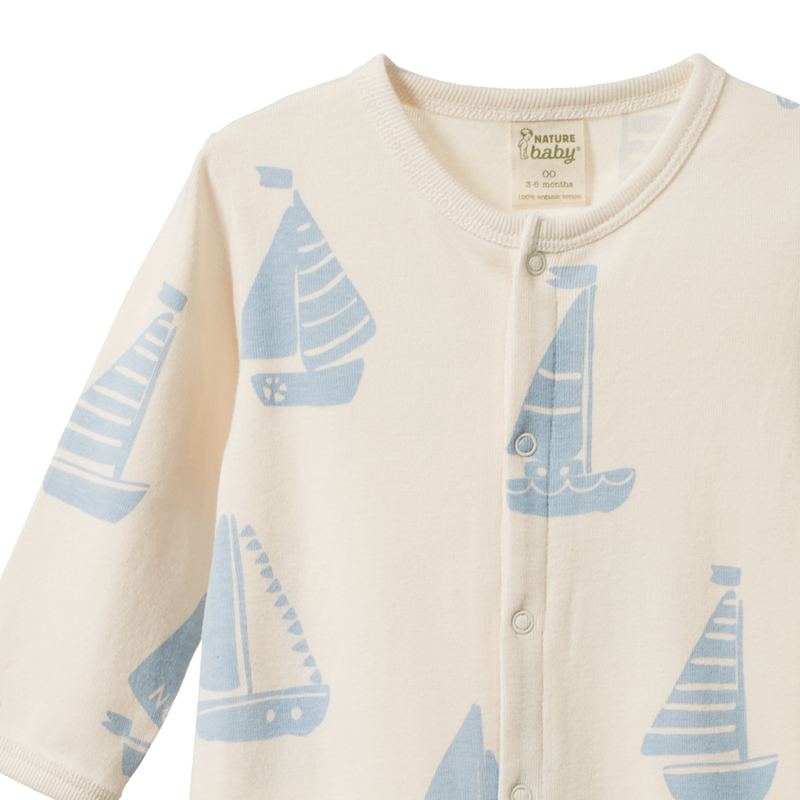 Nature Baby Stretch & Grow suit in Regatta blue print