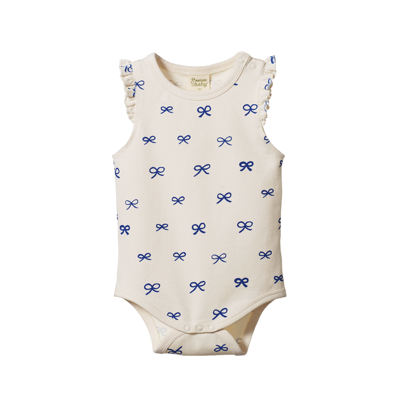 Nature Baby Short Sleeve Fleur Bodysuit in Ribbons print