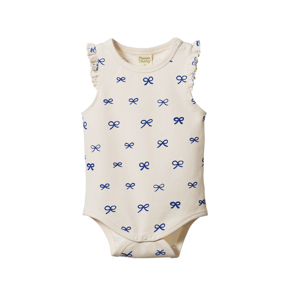 Nature Baby Short Sleeve Fleur Bodysuit in Ribbons print
