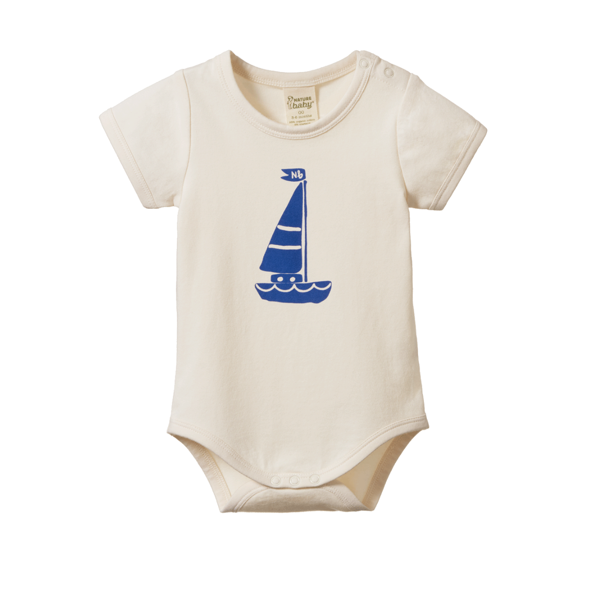 Nature Baby Stretch Jersey Short Sleeve Bodysuit in sail boat print