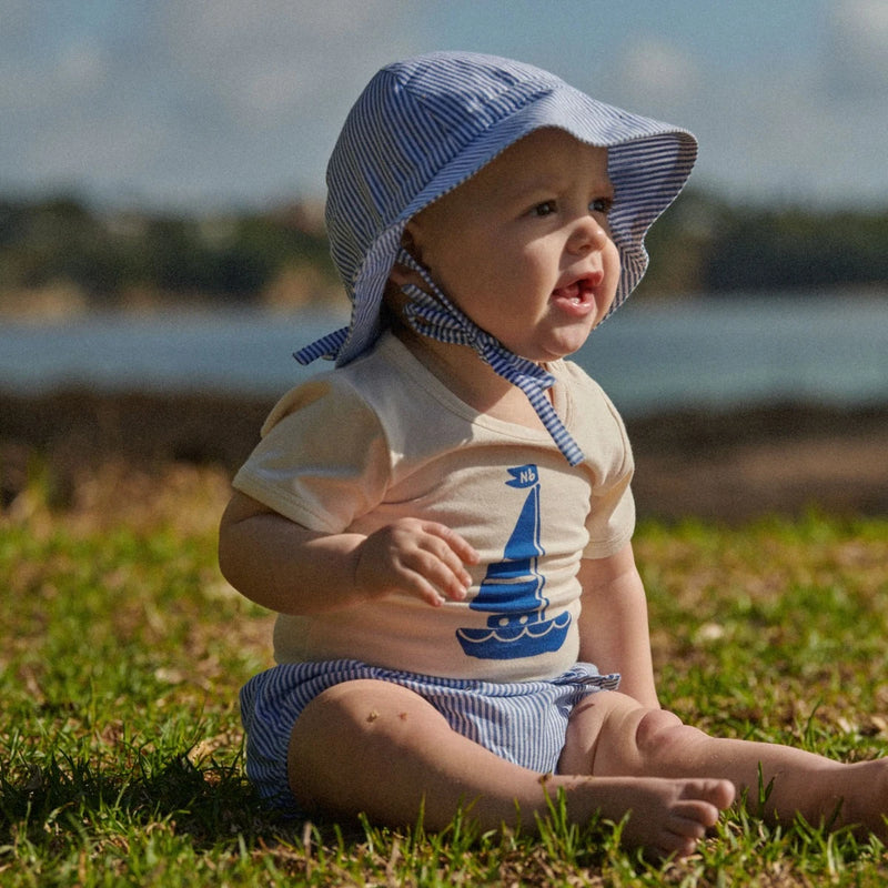 Nature Baby Stretch Jersey Short Sleeve Bodysuit in sail boat print