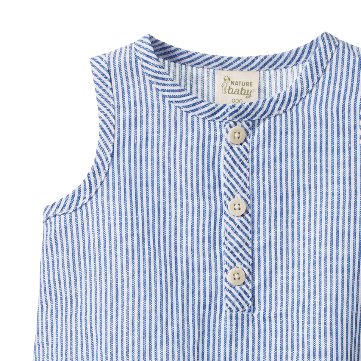 Nature Baby Cedar suit Linen in Blue stripe