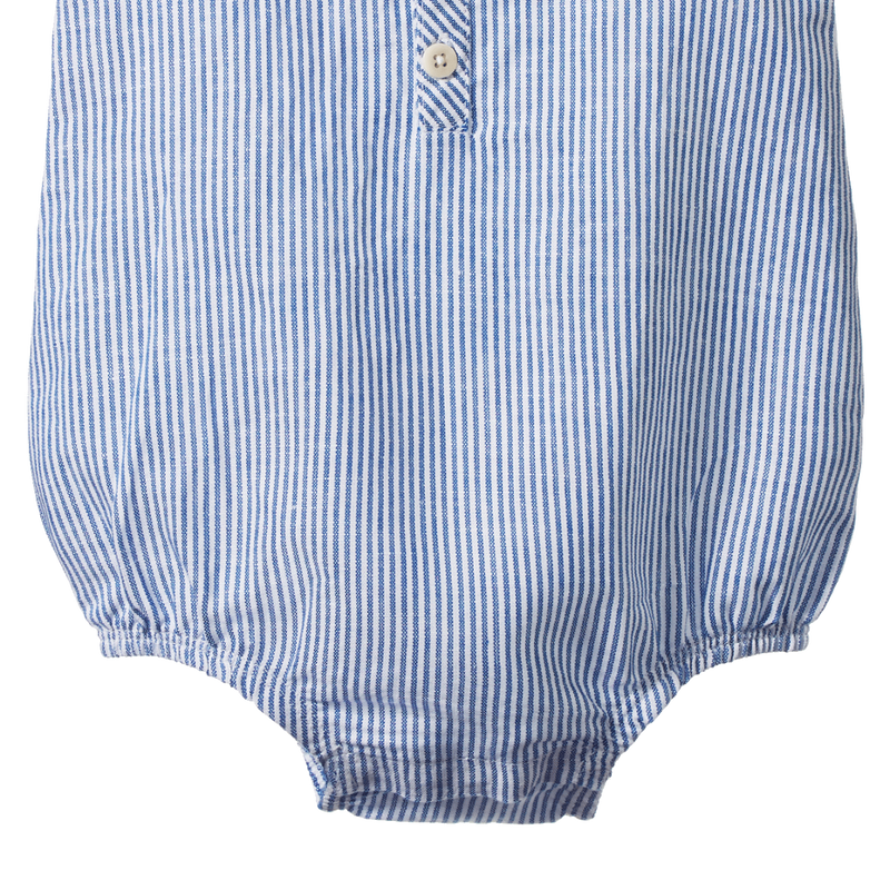 Nature Baby Cedar suit Linen in Blue stripe