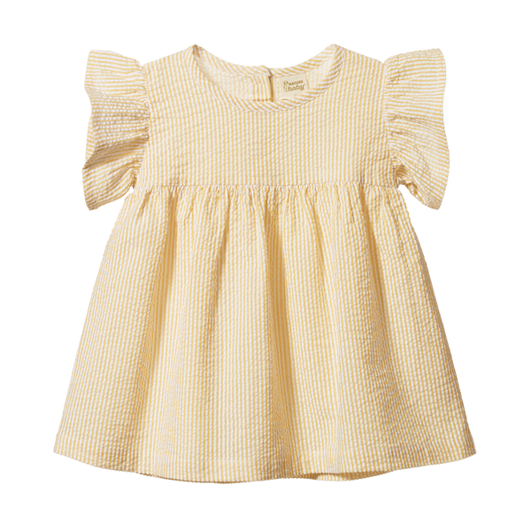 Nature Baby Bonnie dress seersucker in Golden stripe