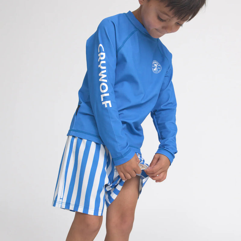 Crywolf Board shorts in deep ocean stripe