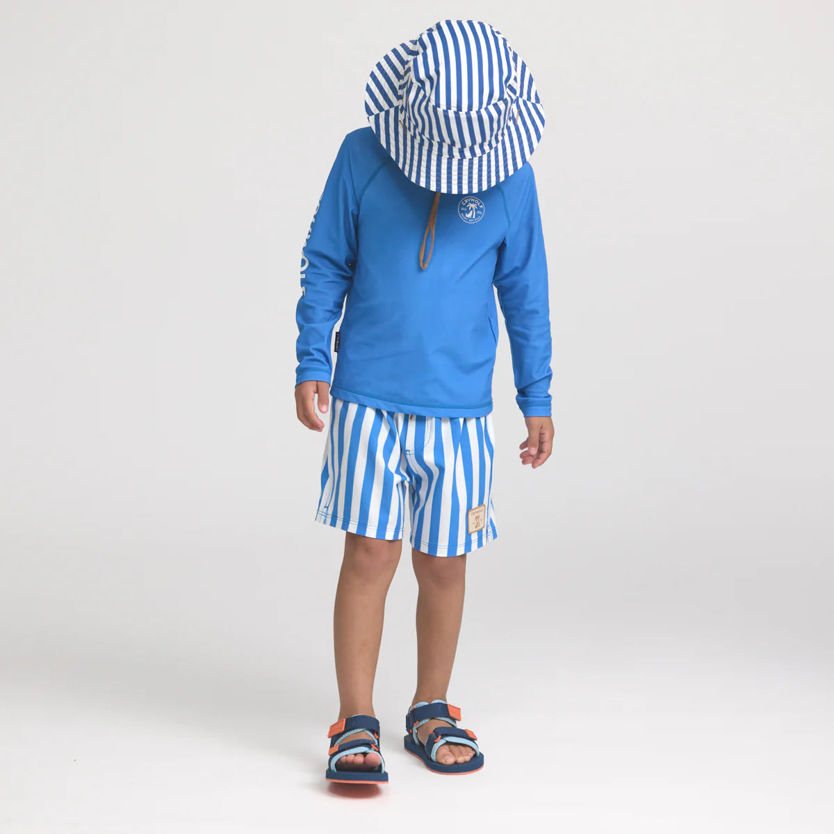 Crywolf Board shorts in deep ocean stripe