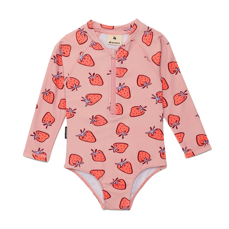Crywolf long sleeve swimsuit in strawberry splash