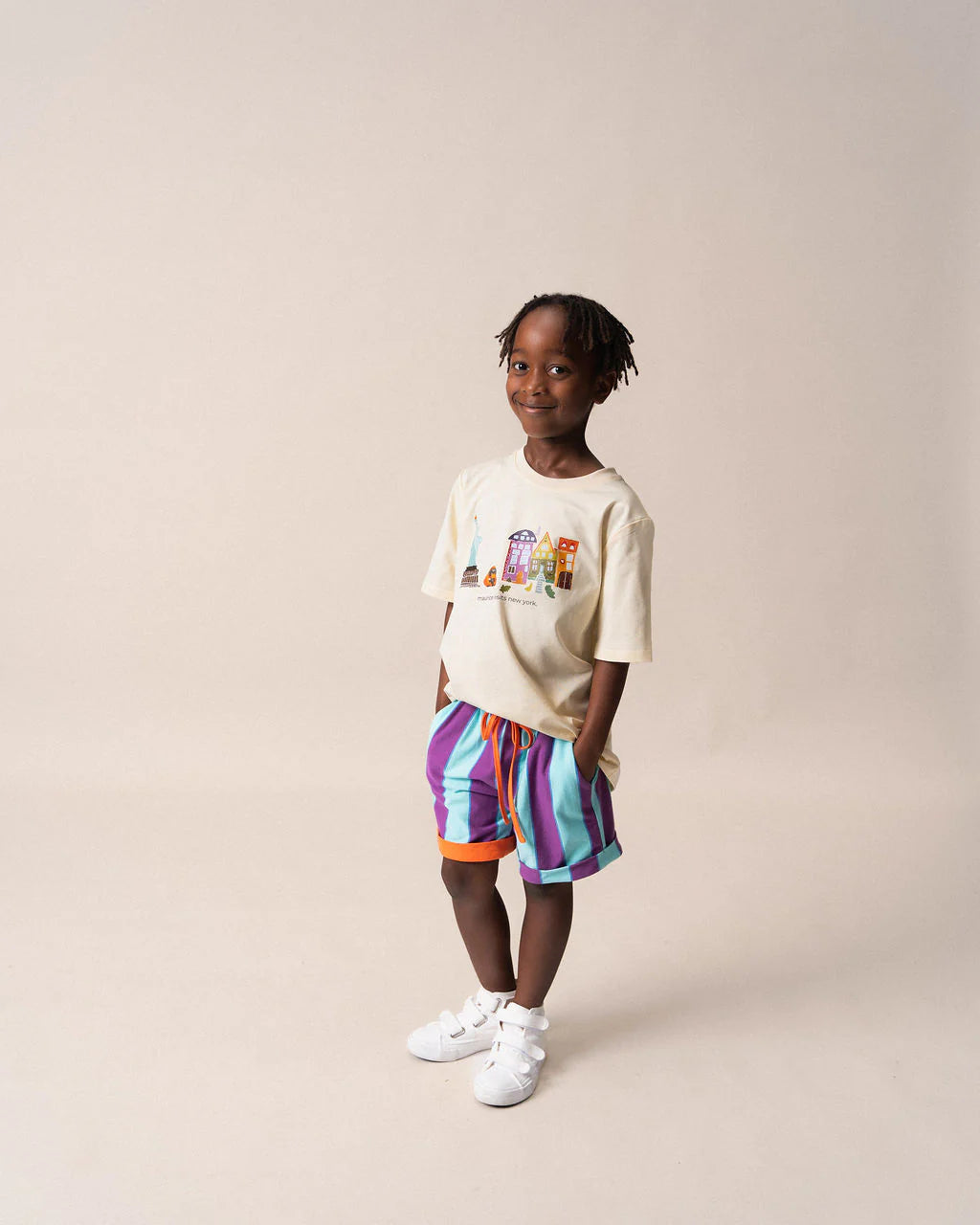 Das Ist Maurice shorts  - purple and aqua stripes