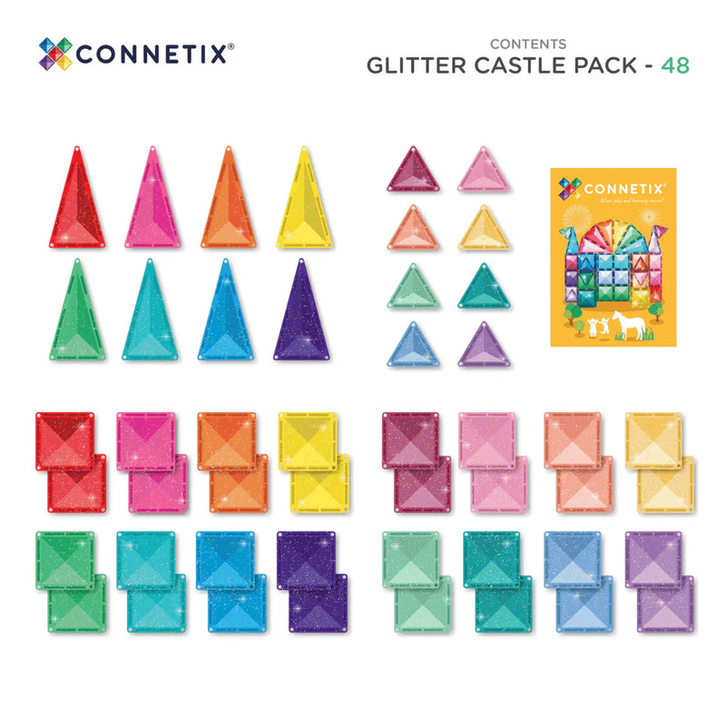 Connetix Magnetic Tiles - Glitter Castle 48 pc