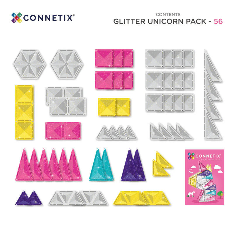 Connetix Magnetic Tiles Glitter unicorn 56 pc