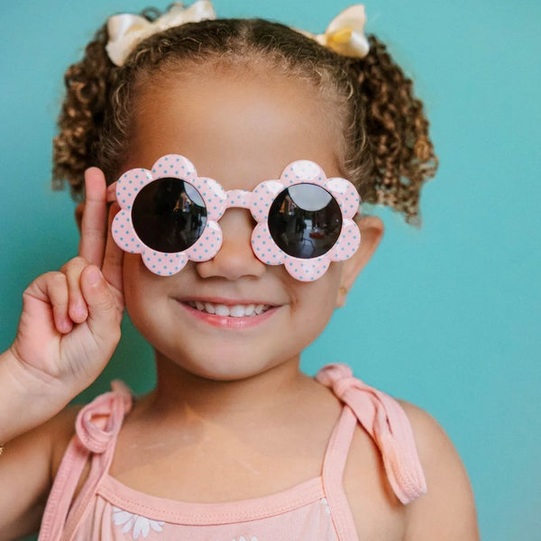 Frankie Ray Sunglasses - Daisy pink and aqua spots  2-5 years