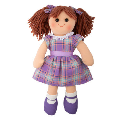 Hopscotch Collectible 35cm Rag Doll Penny - purple check dress