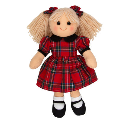 Hopscotch Collectible 35cm Rag Doll Ruby - red tartan dress