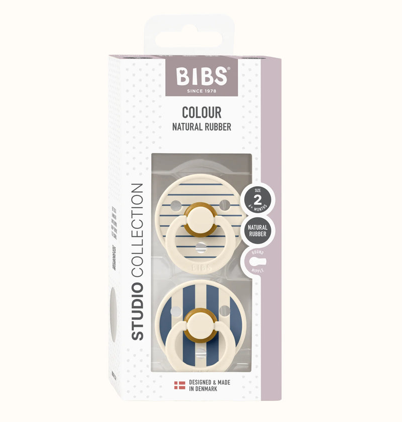 Bibs Dummies 2 Pack Studio Collection Ivory Steel Blue Mix