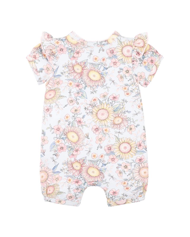Bebe Abby Print SS Zip Romper Abby Print in Multi