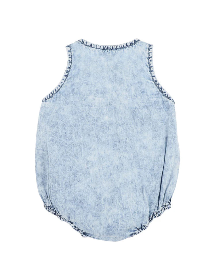 Bebe Acid Wash Denim Romper