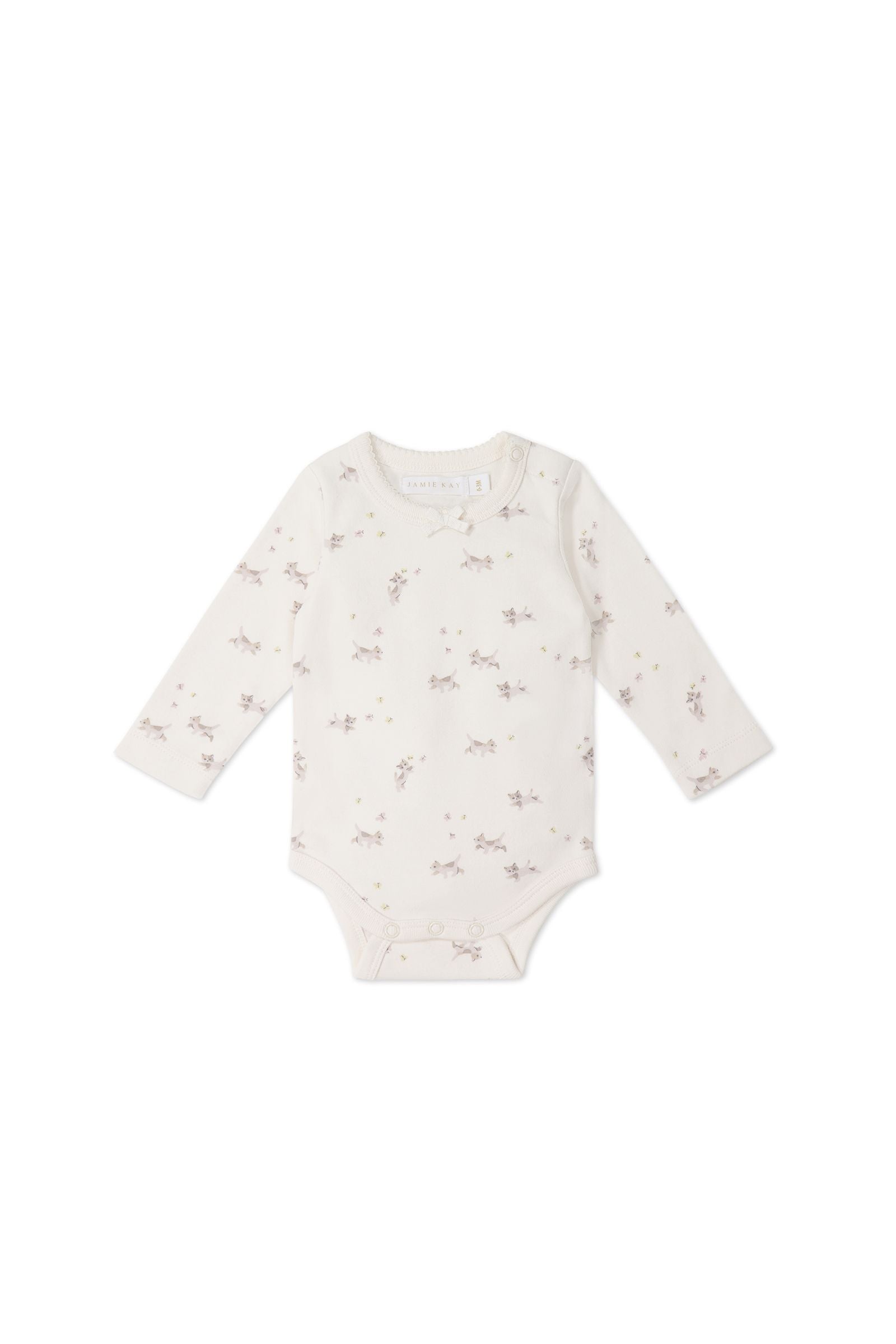 Jamie Kay Organic Cotton Long Sleeve Bodysuit - Playful Kittens