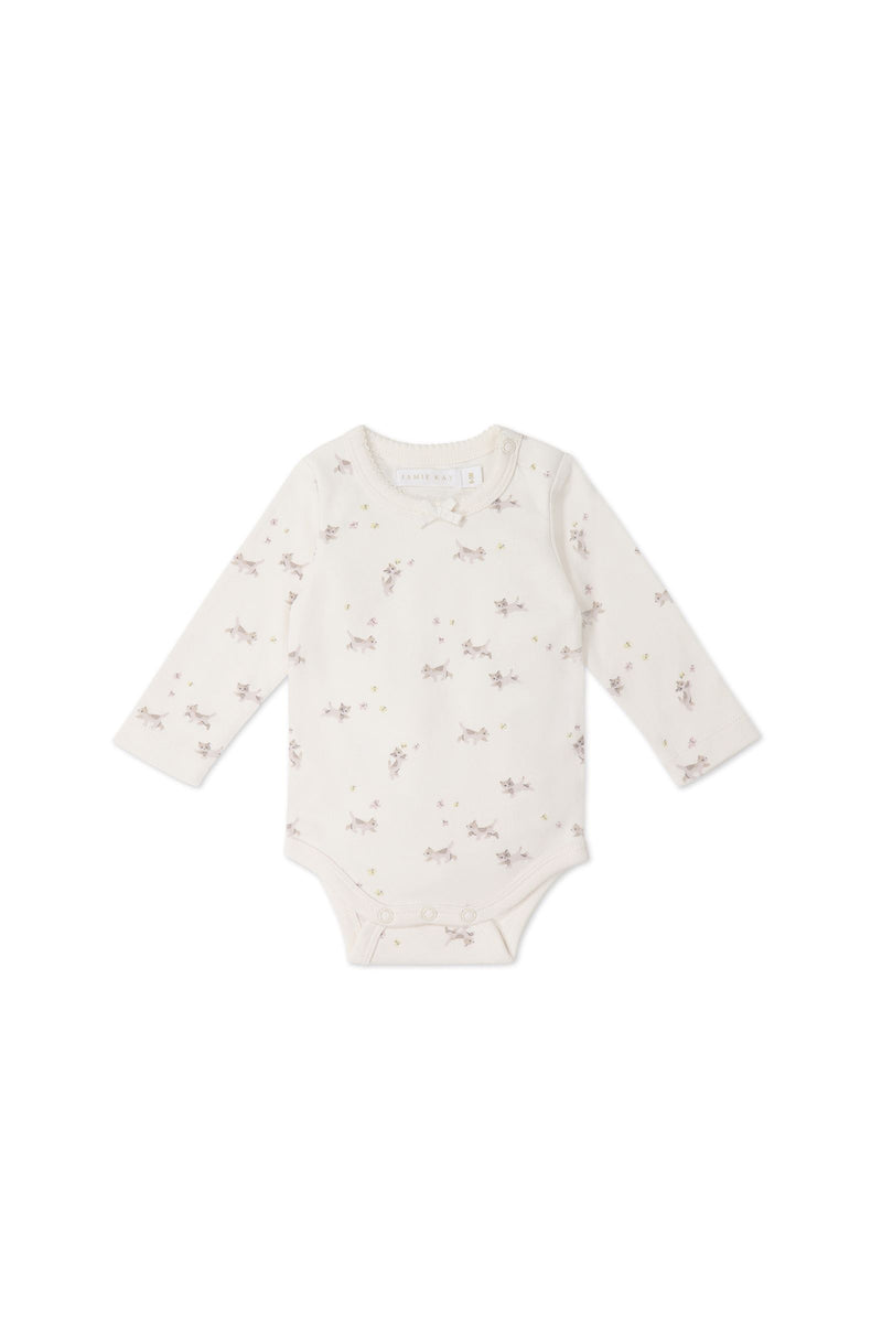 Jamie Kay Organic Cotton Long Sleeve Bodysuit - Playful Kittens