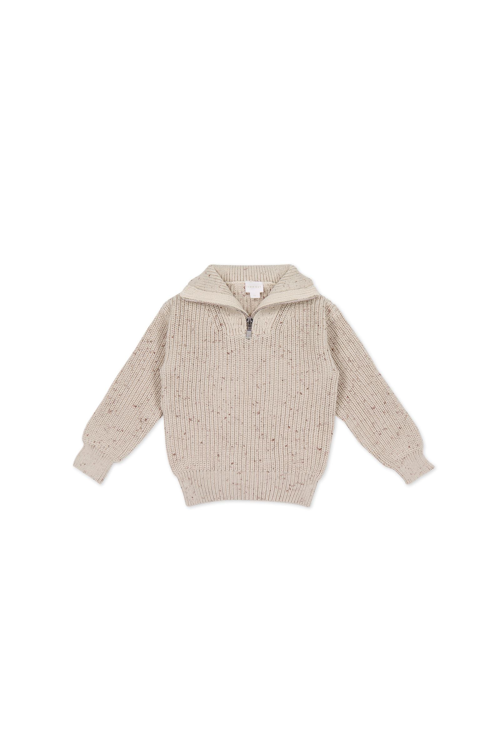 Jamie Kay Nicholas Half Zip Jumper - Oatmeal Little Fawn Elk Fleck