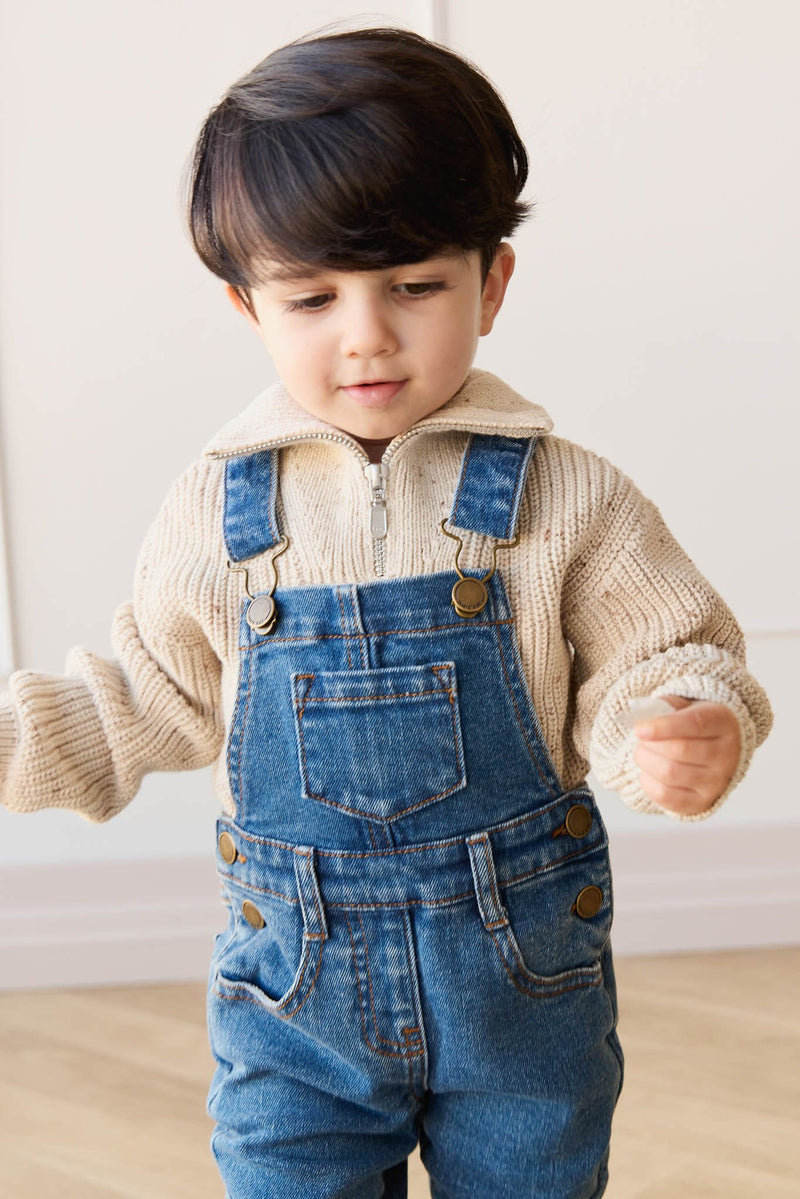 Jamie Kay Nicholas Half Zip Jumper - Oatmeal Little Fawn Elk Fleck