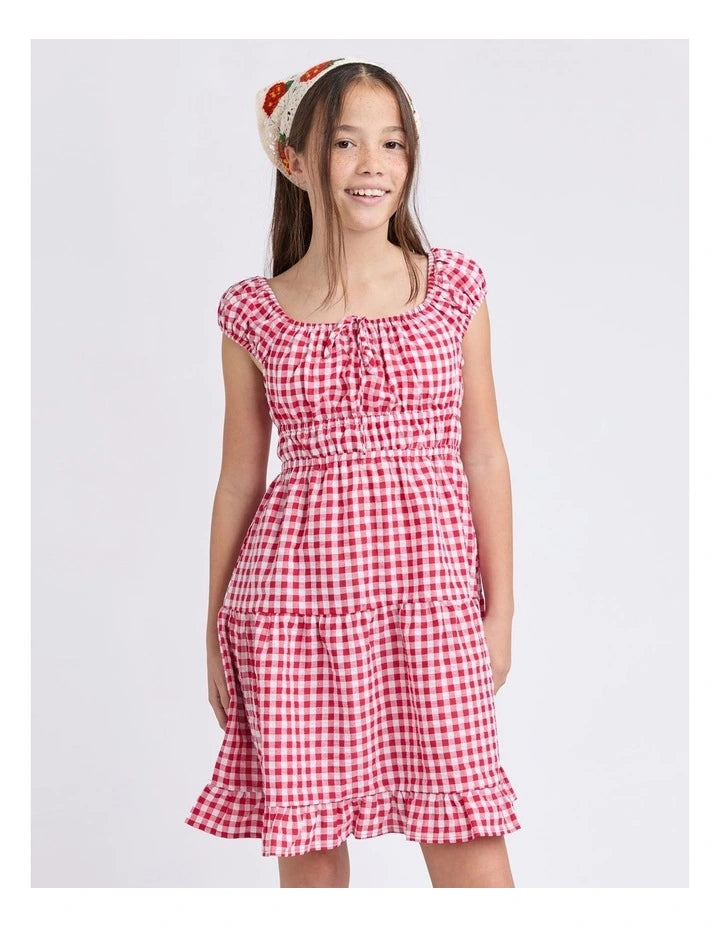 Eve Girl Elsa Gingham dress in red