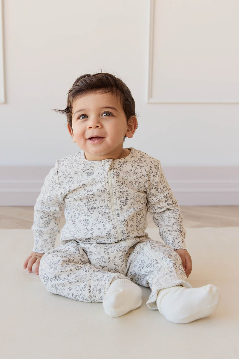 Jamie Kay Organic Cotton Reese Zip Onepiece - Garden Bunnies Tofu