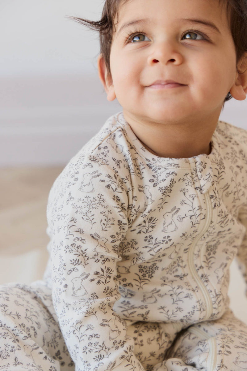 Jamie Kay Organic Cotton Reese Zip Onepiece - Garden Bunnies Tofu