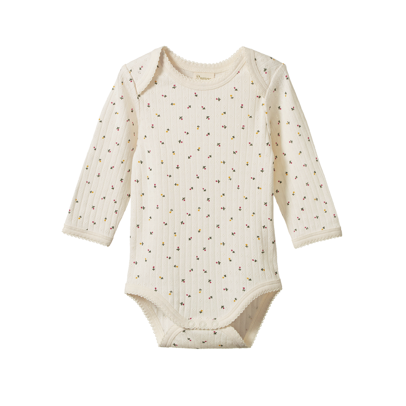 Nature Baby Long Sleeve Bodysuit Pointelle Aster Floral Print