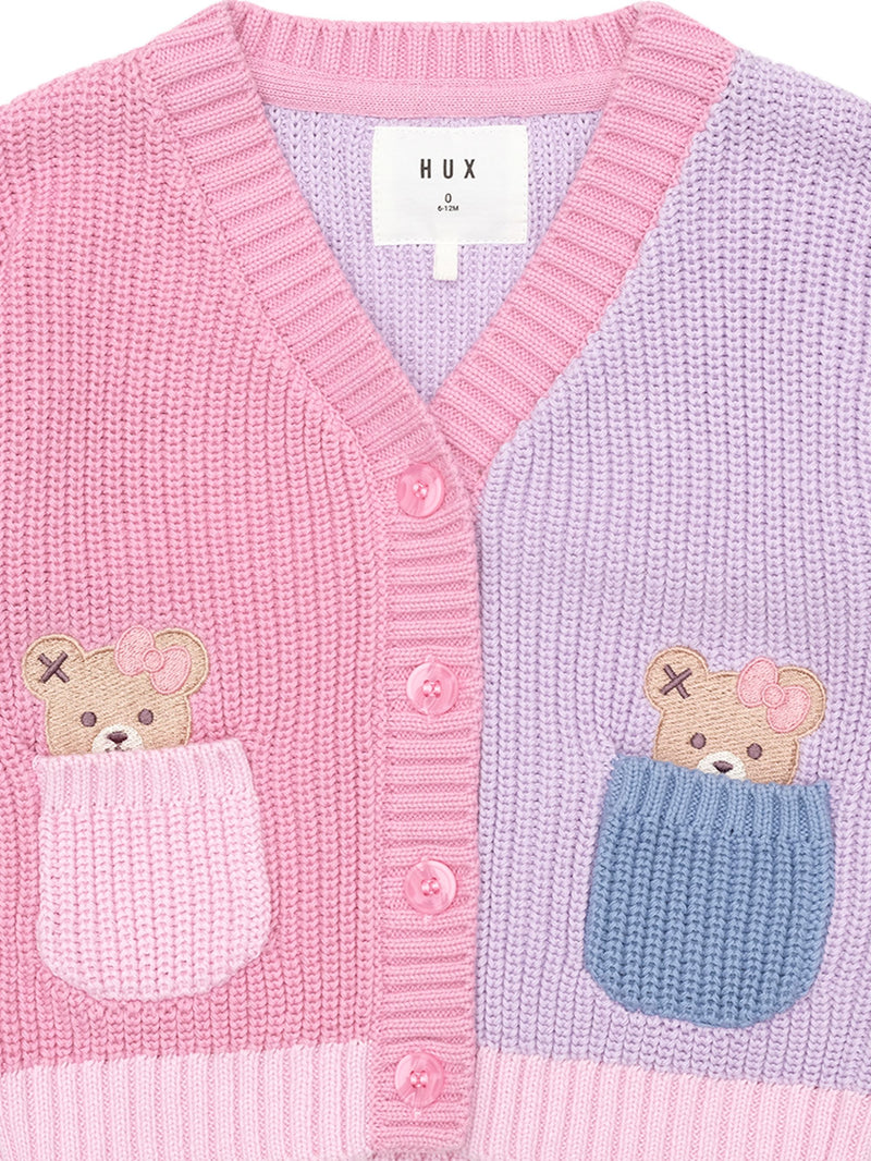 Huxbaby Peeping Pocket Girl Cardi in Multi