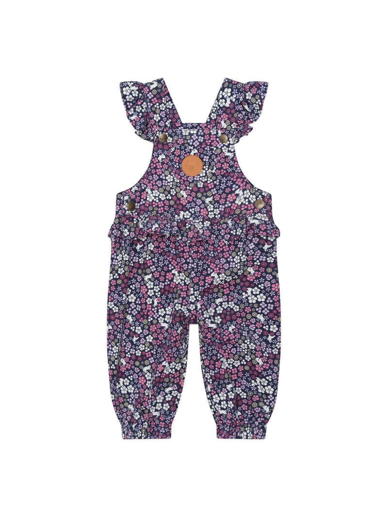 Huxbaby midnight flower garden frill Overalls in Blue