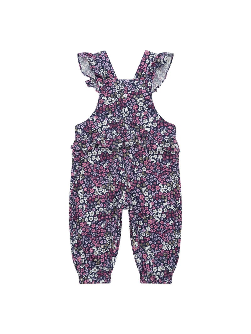Huxbaby midnight flower garden frill Overalls in Blue