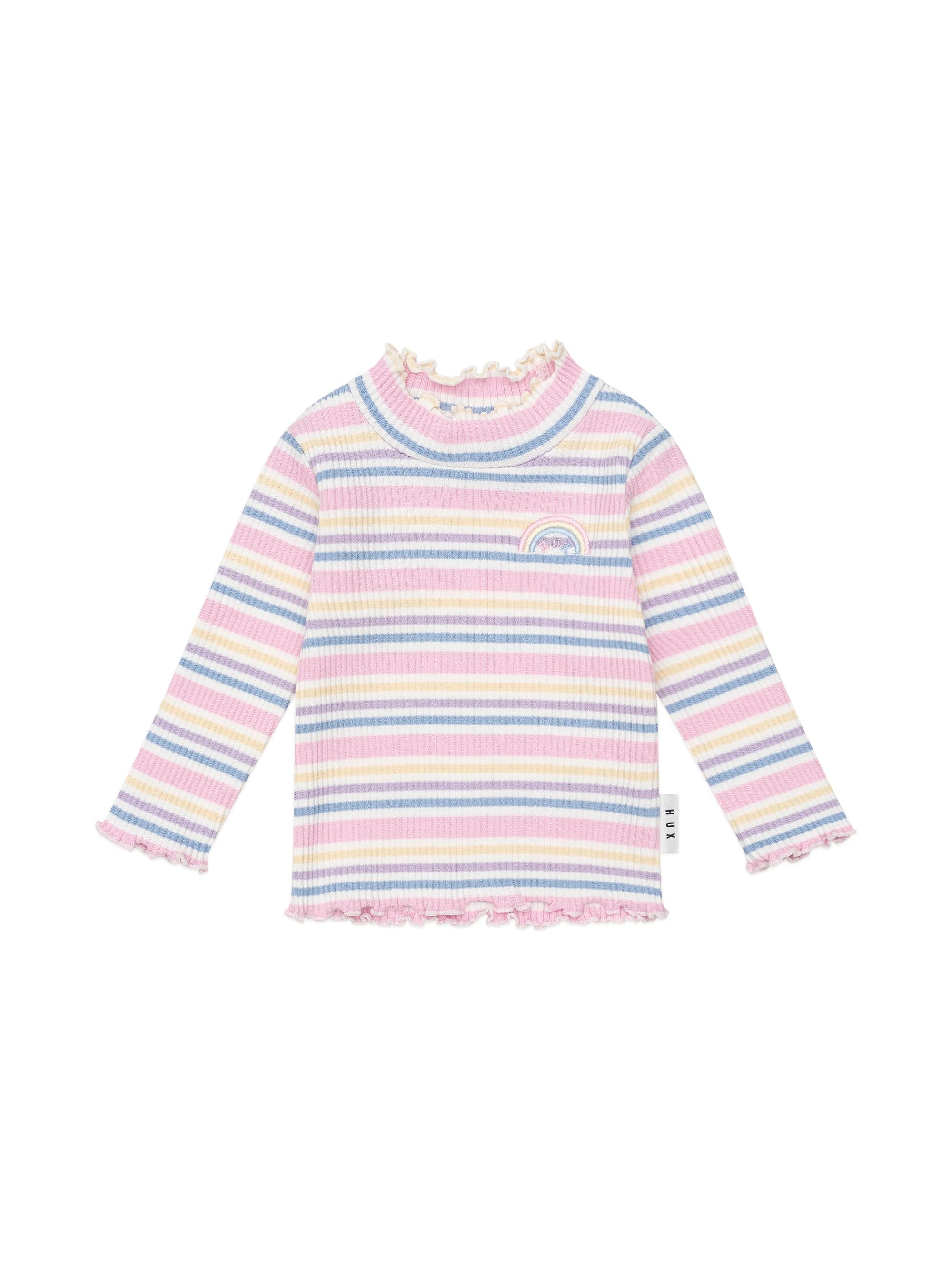 Huxbaby Rainbow Stripe Rib Skivvy in Multicolour