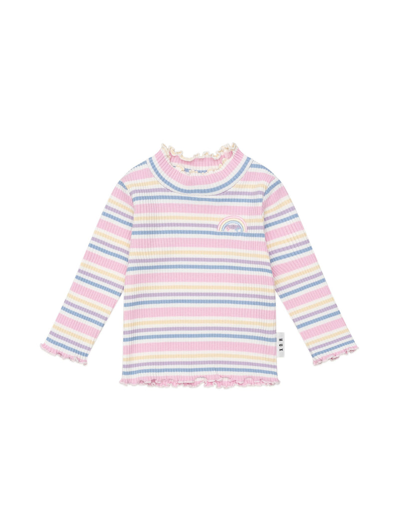 Huxbaby Rainbow Stripe Rib Skivvy in Multicolour