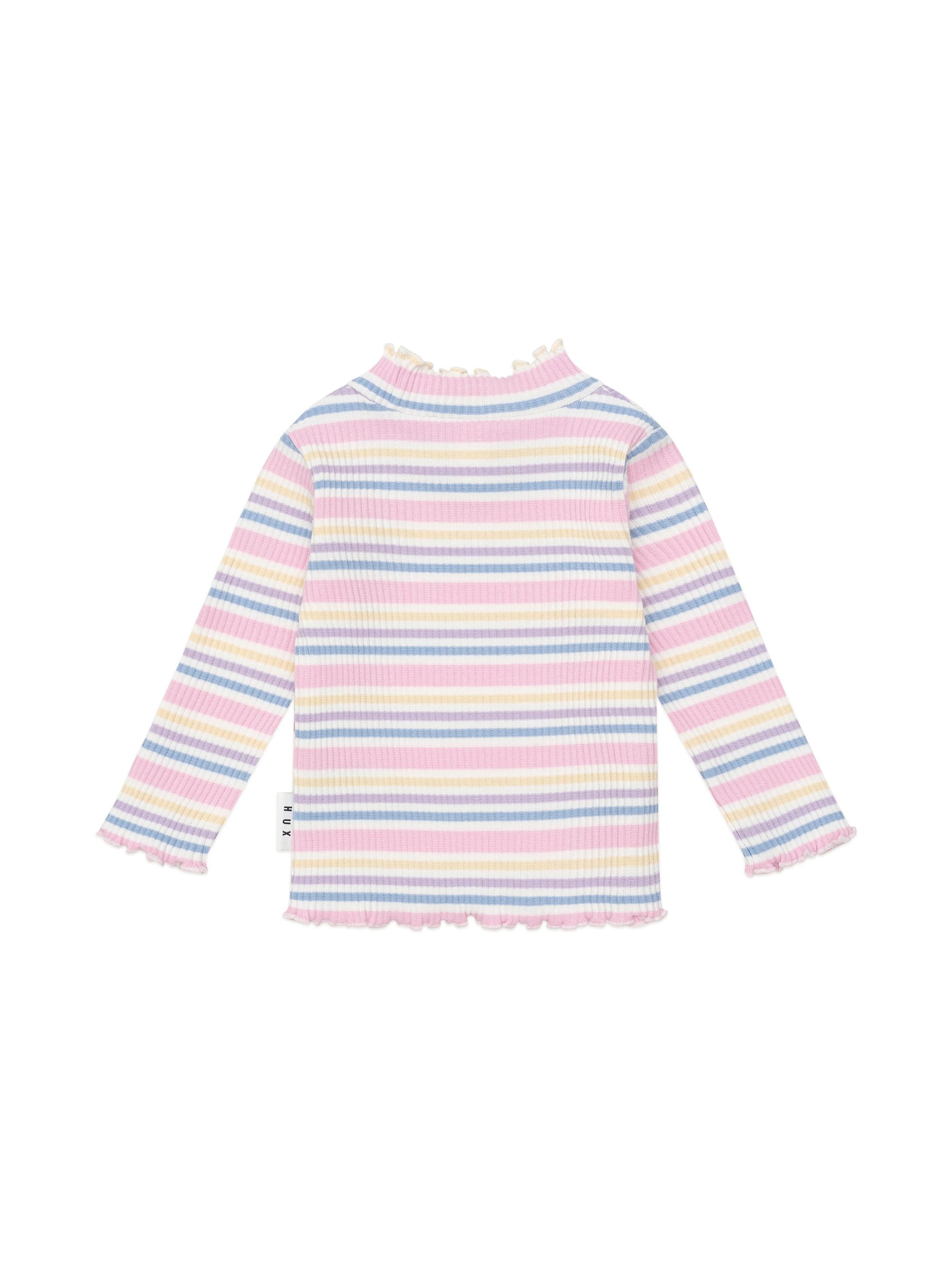 Huxbaby Rainbow Stripe Rib Skivvy in Multicolour